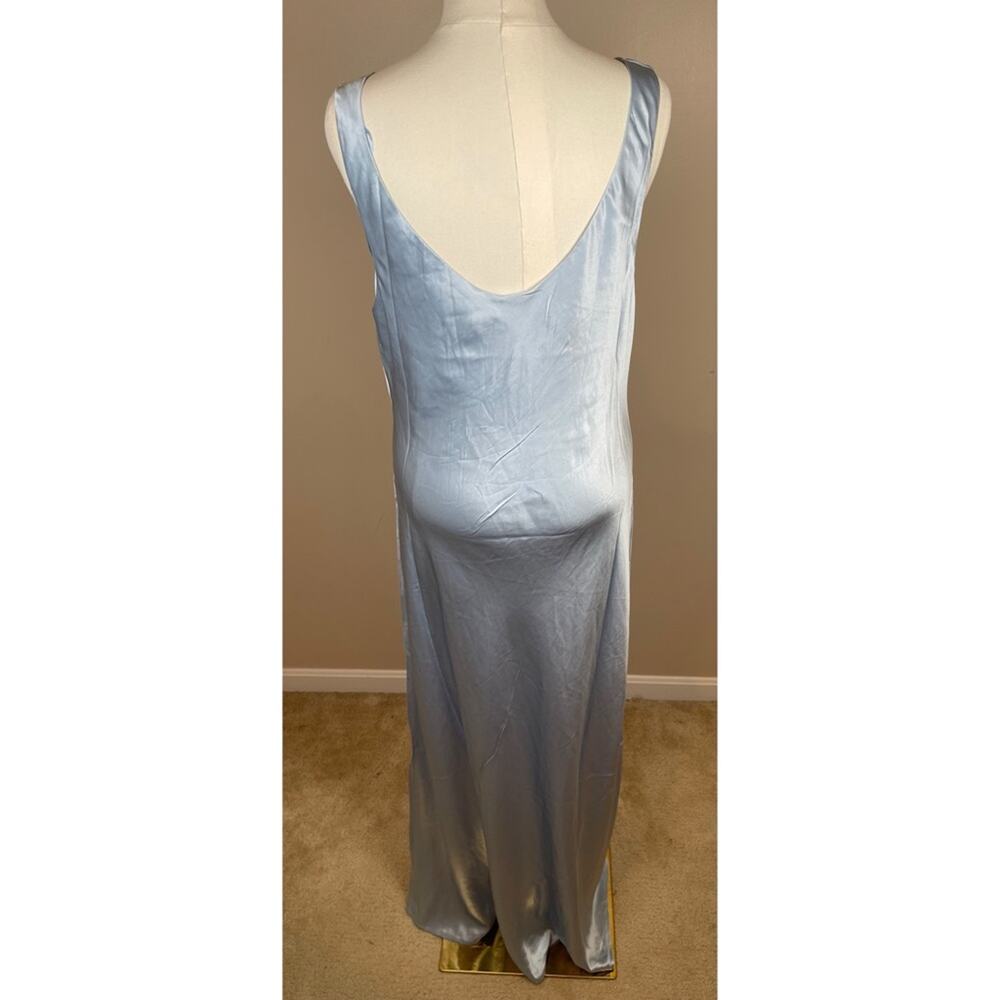 REFORMATION Annabelle Silk Cowl Neck Ruched Draped Horizon Blue Maxi Dress Sz 14 - Picture 5 of 7